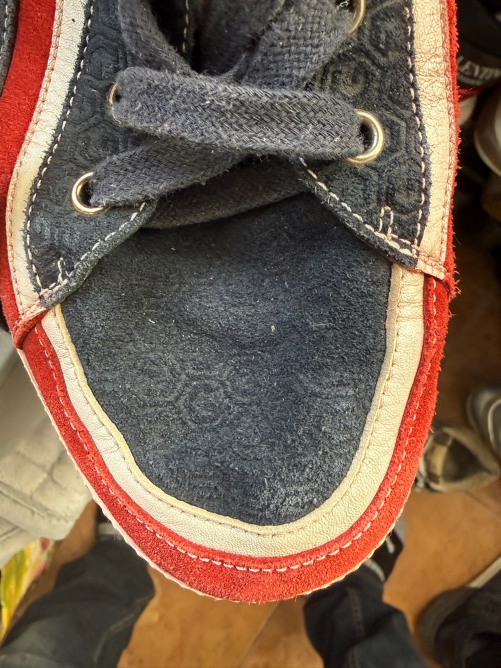 Gucci Men's Blue, Red & White High-Top Sneakers - Picture 7 of 9